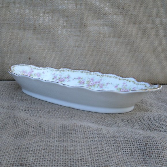 Antique Bawo & Dotter Elite Works Limoges Floral Serve Dish BWD4 - Picture 8 of 16